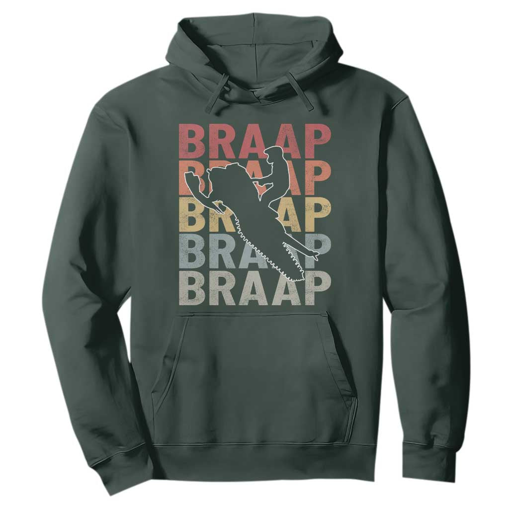 Snowmobile Braaap Hoodie Retro Snowcross Snow Sled Winter Sport TS11 Dark Forest Green Print Your Wear