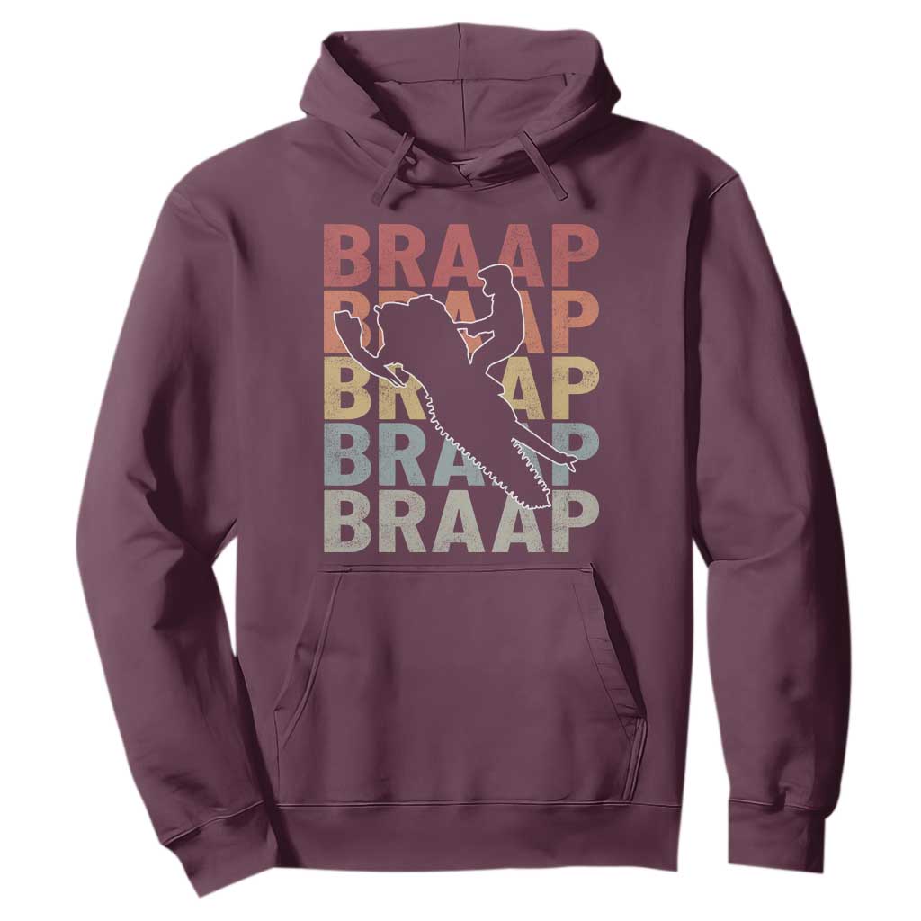 Snowmobile Braaap Hoodie Retro Snowcross Snow Sled Winter Sport TS11 Maroon Print Your Wear