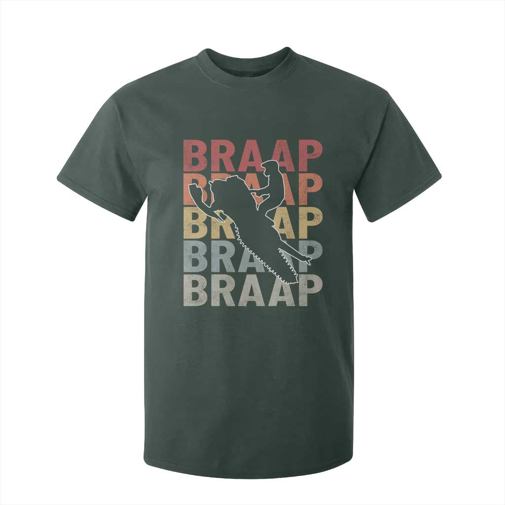 Snowmobile Braaap T Shirt For Kid Retro Snowcross Snow Sled Winter Sport TS11 Dark Forest Green Print Your Wear