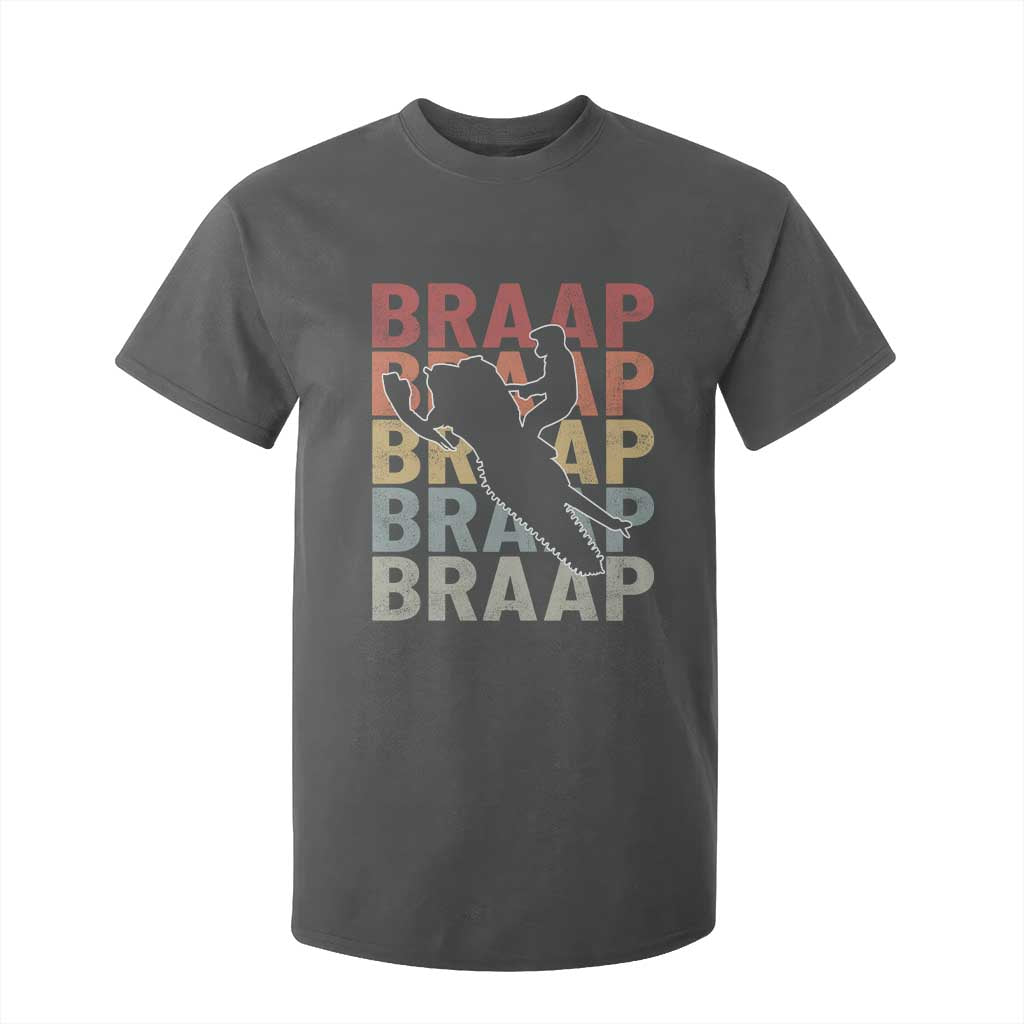 Snowmobile Braaap T Shirt For Kid Retro Snowcross Snow Sled Winter Sport TS11 Dark Heather Print Your Wear