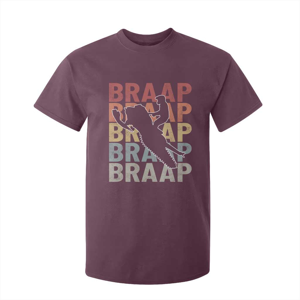 Snowmobile Braaap T Shirt For Kid Retro Snowcross Snow Sled Winter Sport TS11 Maroon Print Your Wear