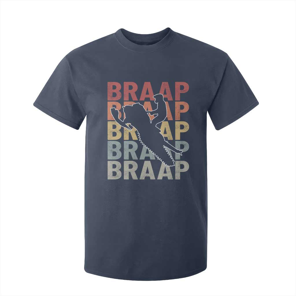 Snowmobile Braaap T Shirt For Kid Retro Snowcross Snow Sled Winter Sport TS11 Navy Print Your Wear
