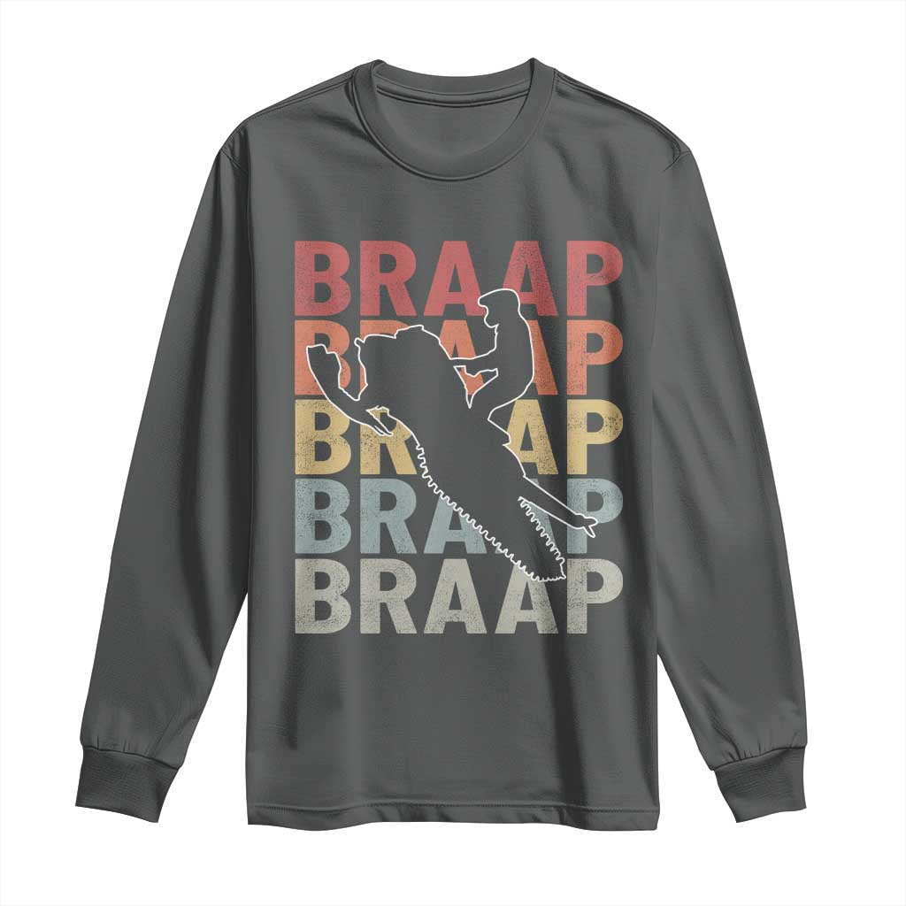 Snowmobile Braaap Long Sleeve Shirt Retro Snowcross Snow Sled Winter Sport TS11 Dark Heather Print Your Wear