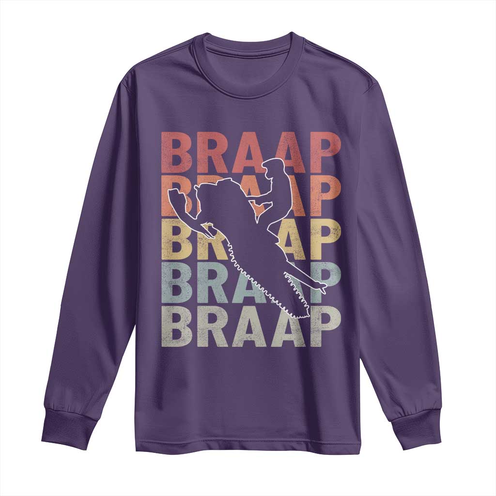 Snowmobile Braaap Long Sleeve Shirt Retro Snowcross Snow Sled Winter Sport TS11 Purple Print Your Wear