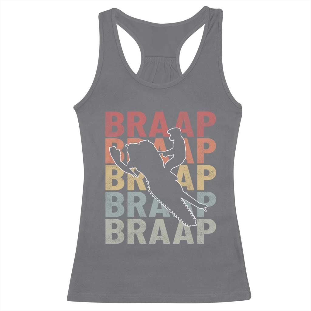 Snowmobile Braaap Racerback Tank Top Retro Snowcross Snow Sled Winter Sport TS11 Charcoal Print Your Wear