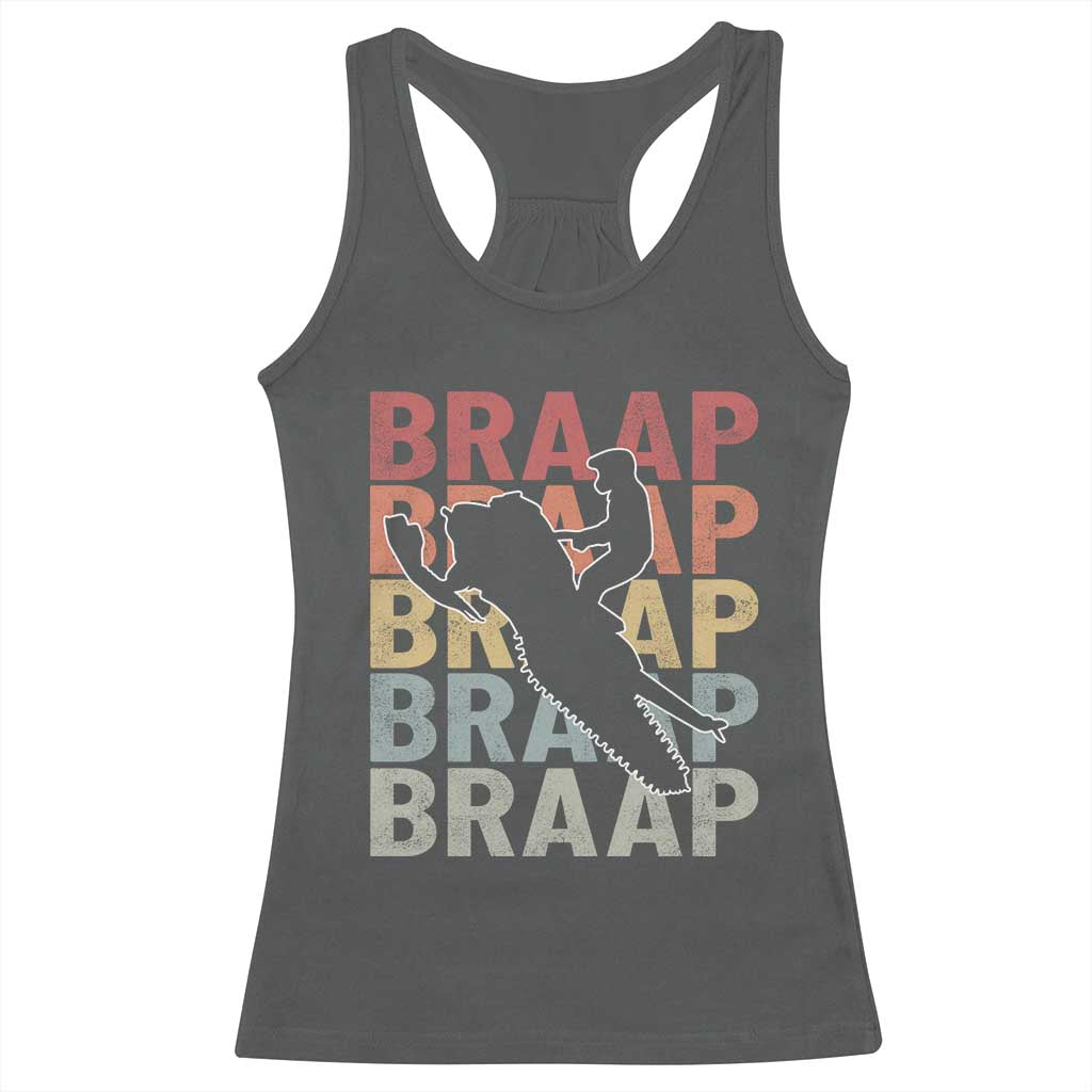 Snowmobile Braaap Racerback Tank Top Retro Snowcross Snow Sled Winter Sport TS11 Dark Heather Print Your Wear