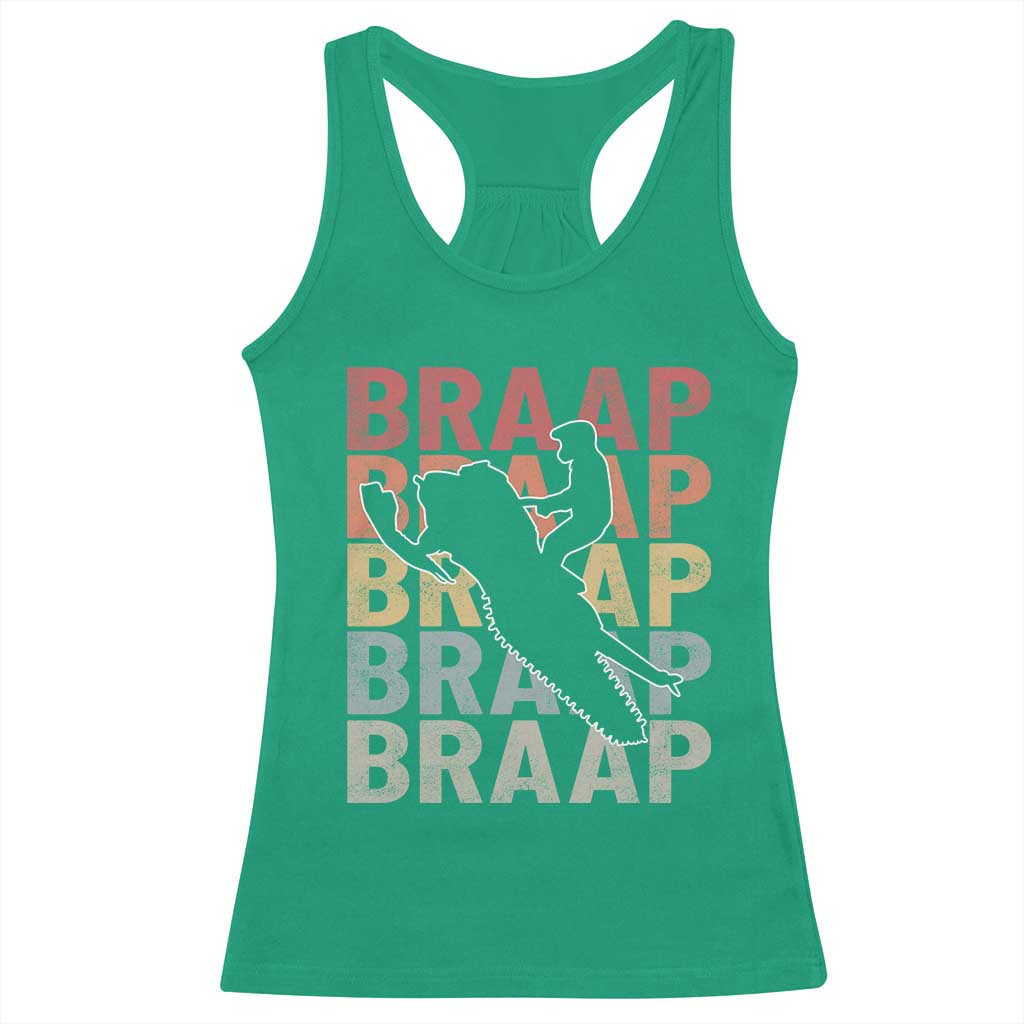 Snowmobile Braaap Racerback Tank Top Retro Snowcross Snow Sled Winter Sport TS11 Irish Green Print Your Wear