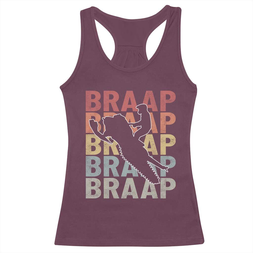 Snowmobile Braaap Racerback Tank Top Retro Snowcross Snow Sled Winter Sport TS11 Maroon Print Your Wear