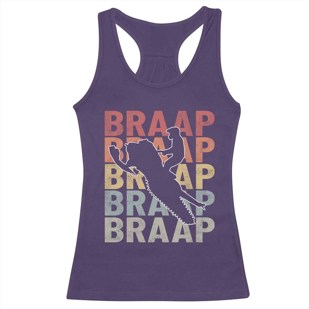 Snowmobile Braaap Racerback Tank Top Retro Snowcross Snow Sled Winter Sport TS11 Purple Print Your Wear