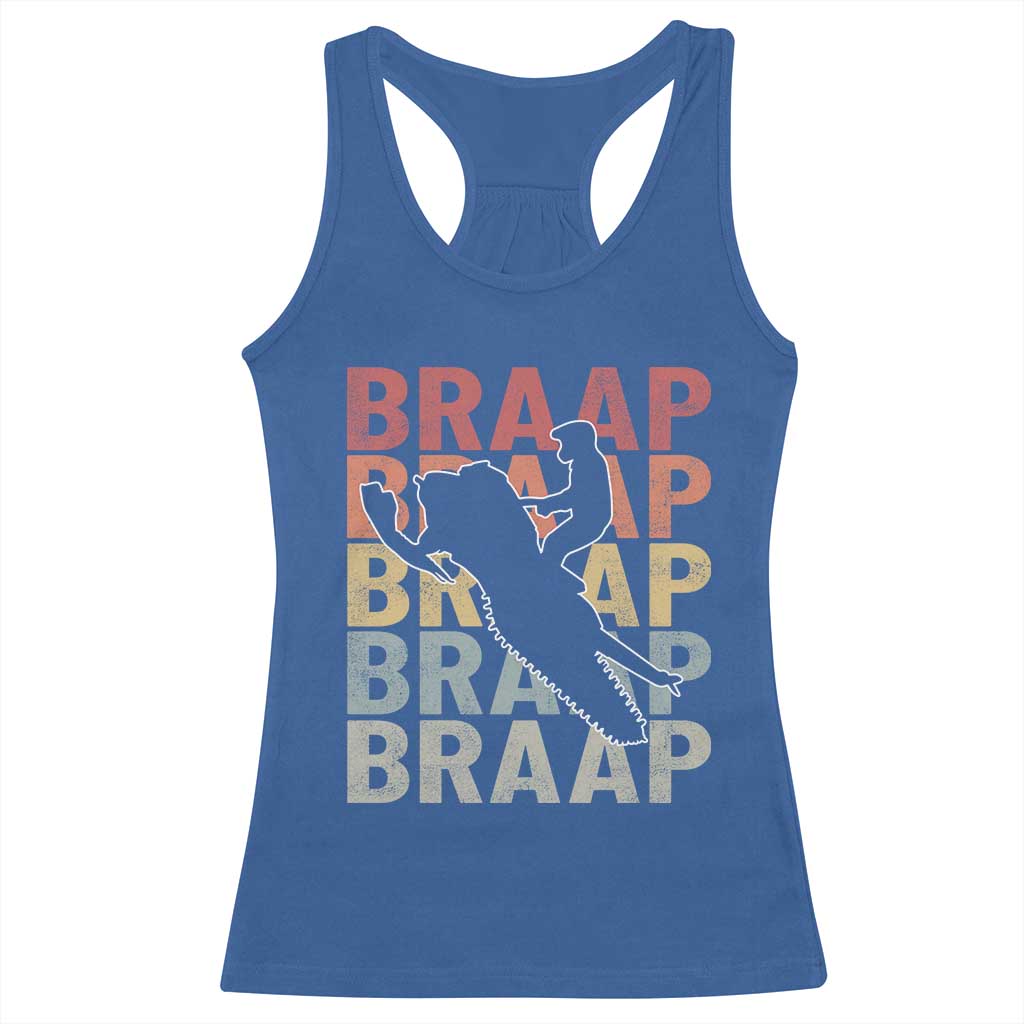 Snowmobile Braaap Racerback Tank Top Retro Snowcross Snow Sled Winter Sport TS11 Royal Blue Print Your Wear