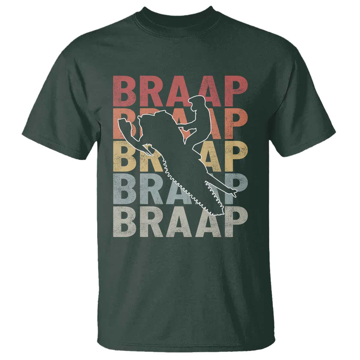 Snowmobile Braaap T Shirt Retro Snowcross Snow Sled Winter Sport TS11 Dark Forest Green Print Your Wear
