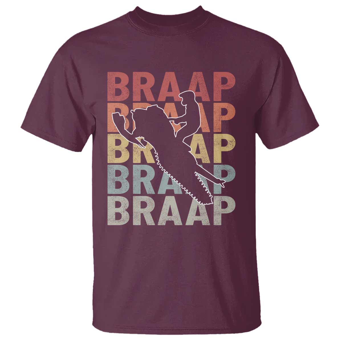 Snowmobile Braaap T Shirt Retro Snowcross Snow Sled Winter Sport TS11 Maroon Print Your Wear