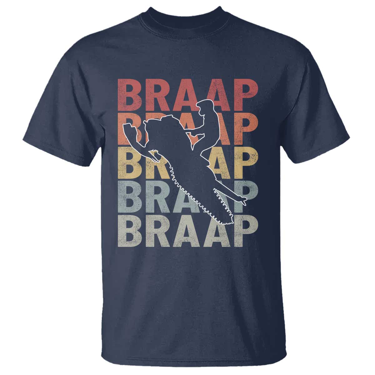 Snowmobile Braaap T Shirt Retro Snowcross Snow Sled Winter Sport TS11 Navy Print Your Wear