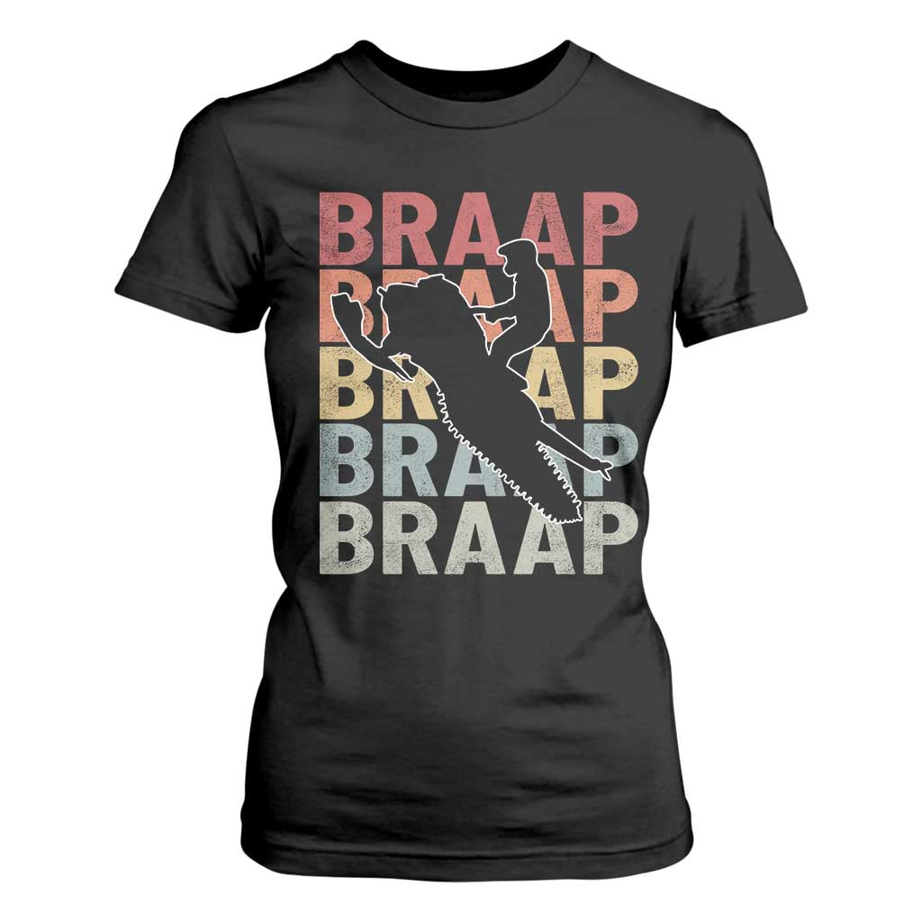 Snowmobile Braaap T Shirt For Women Retro Snowcross Snow Sled Winter Sport TS11 Black Print Your Wear