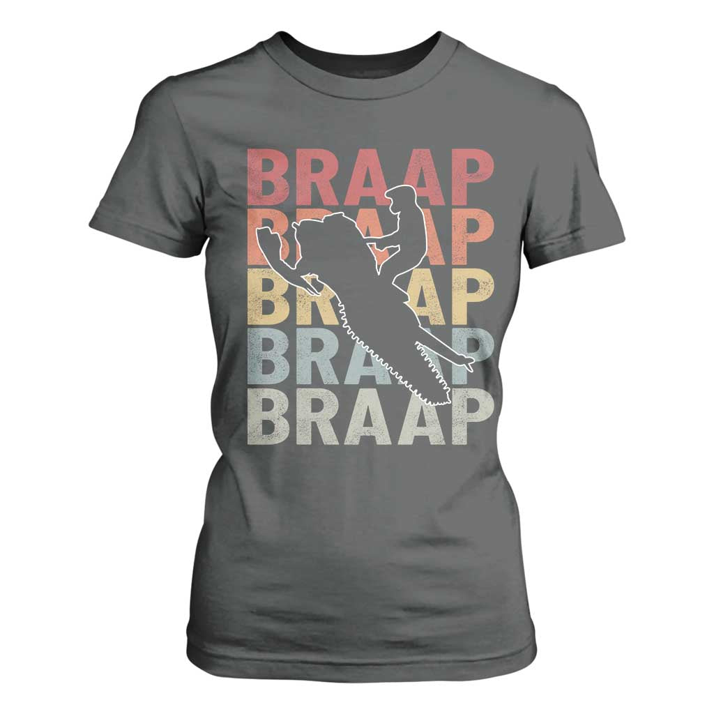 Snowmobile Braaap T Shirt For Women Retro Snowcross Snow Sled Winter Sport TS11 Dark Heather Print Your Wear