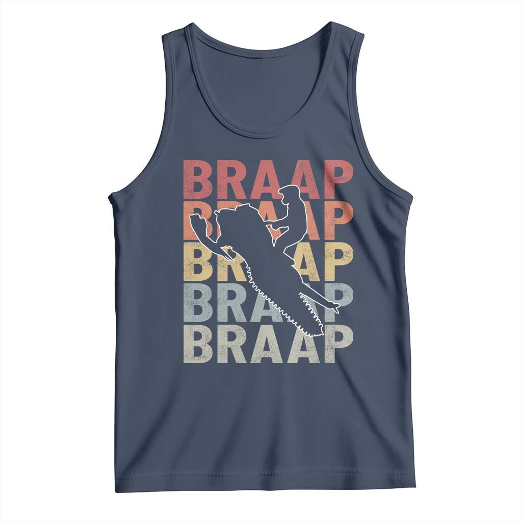 Snowmobile Braaap Tank Top Retro Snowcross Snow Sled Winter Sport TS11 Navy Print Your Wear