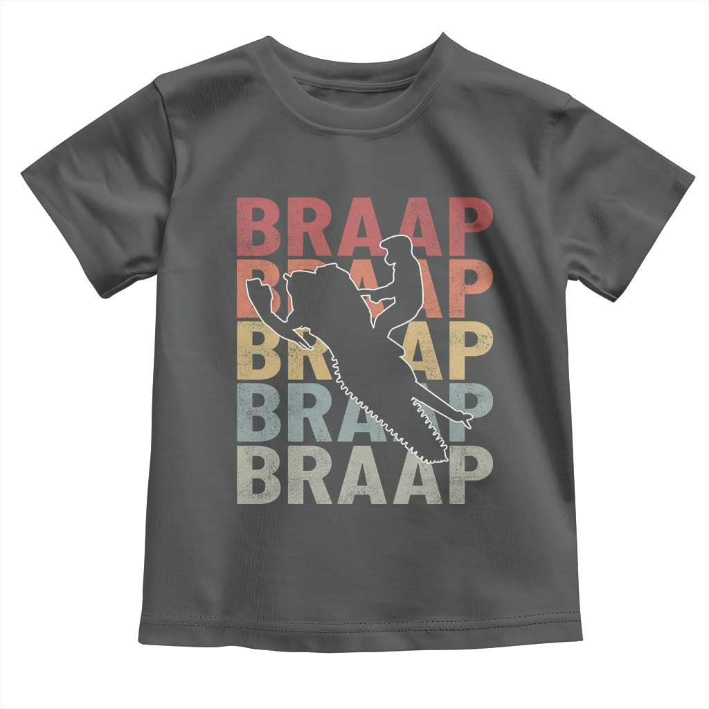 Snowmobile Braaap Toddler T Shirt Retro Snowcross Snow Sled Winter Sport TS11 Dark Heather Print Your Wear