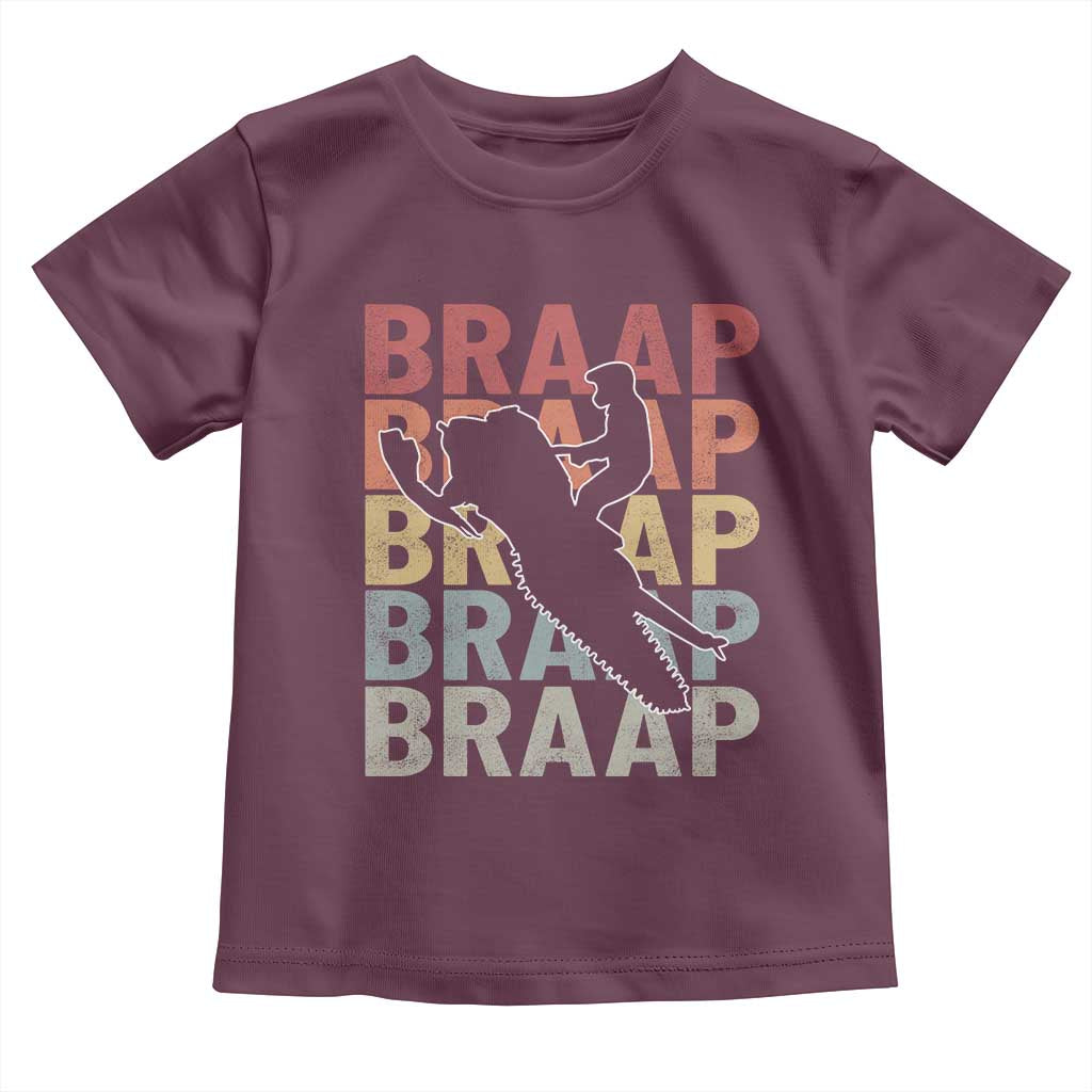 Snowmobile Braaap Toddler T Shirt Retro Snowcross Snow Sled Winter Sport TS11 Maroon Print Your Wear