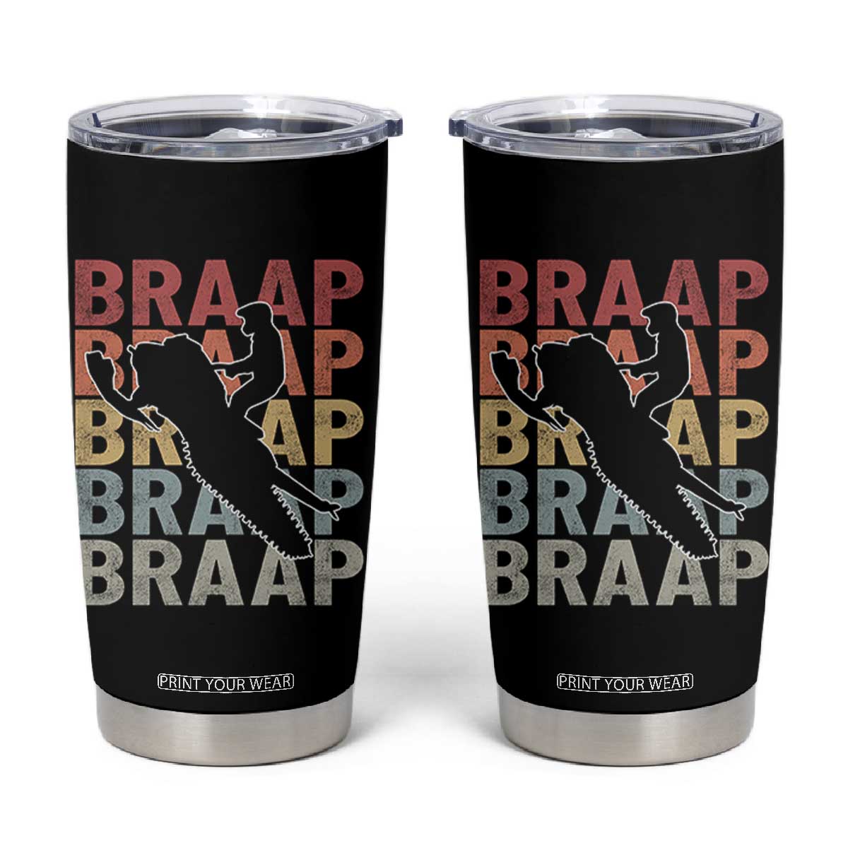 Snowmobile Braaap Tumbler Cup Retro Snowcross Snow Sled Winter Sport TS11 Black Print Your Wear