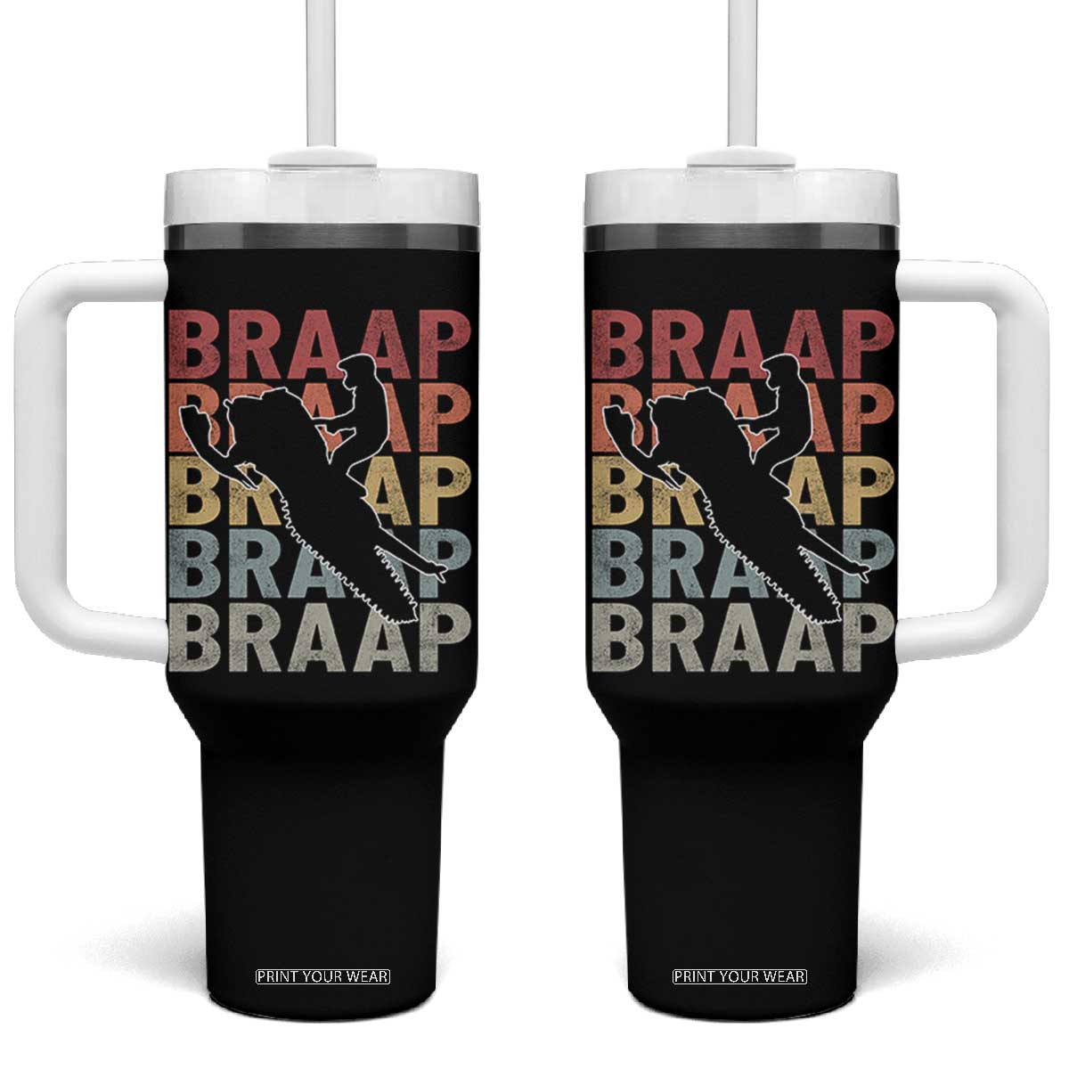 Snowmobile Braaap Tumbler With Handle Retro Snowcross Snow Sled Winter Sport TS11 One Size: 40 oz Black Print Your Wear