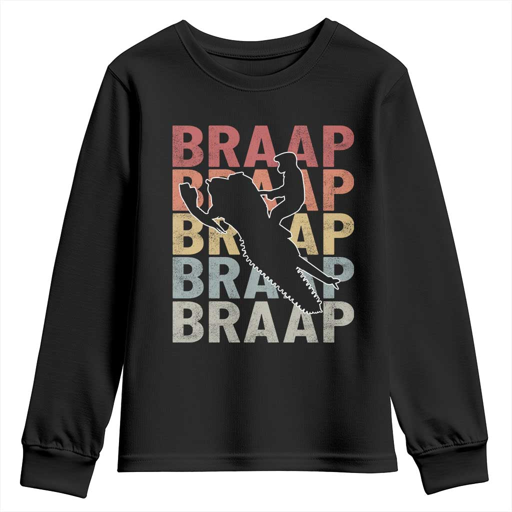 Snowmobile Braaap Youth Sweatshirt Retro Snowcross Snow Sled Winter Sport TS11 Black Print Your Wear