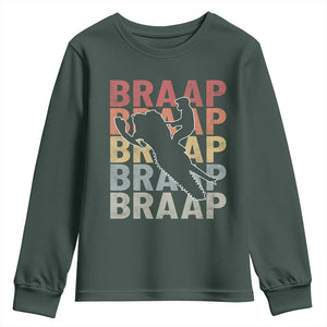 Snowmobile Braaap Youth Sweatshirt Retro Snowcross Snow Sled Winter Sport TS11 Dark Forest Green Print Your Wear