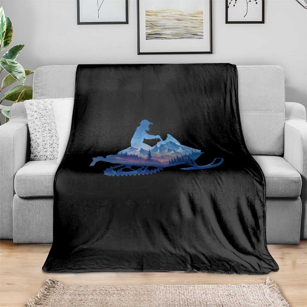 Snowmobile Snow Mountain Forest Snowmobiling Winter Sport Throw Blanket TS11 Print Your Wear