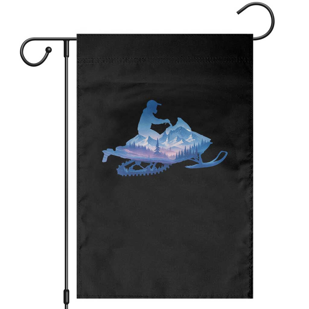 Snowmobile Snow Mountain Forest Snowmobiling Winter Sport Garden Flag TS11 Black Print Your Wear