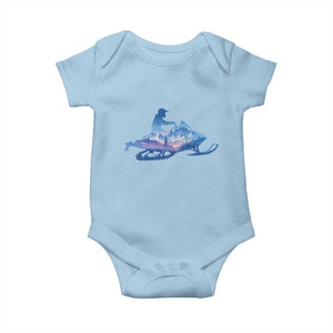 Snowmobile Snow Mountain Forest Snowmobiling Winter Sport Baby Onesie TS11 Light Blue Print Your Wear