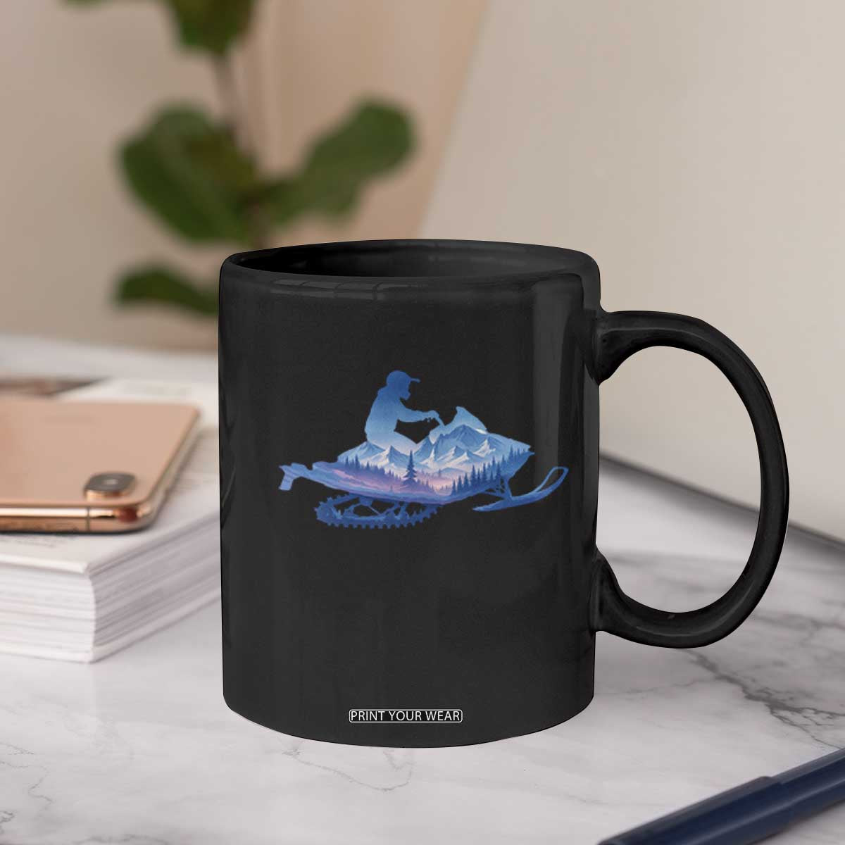 Snowmobile Snow Mountain Forest Snowmobiling Winter Sport Coffee Mug TS11 Print Your Wear