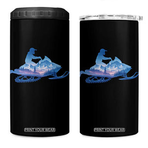 Snowmobile Snow Mountain Forest Snowmobiling Winter Sport 4 in 1 Can Cooler Tumbler TS11 One Size: 16 oz Black Print Your Wear