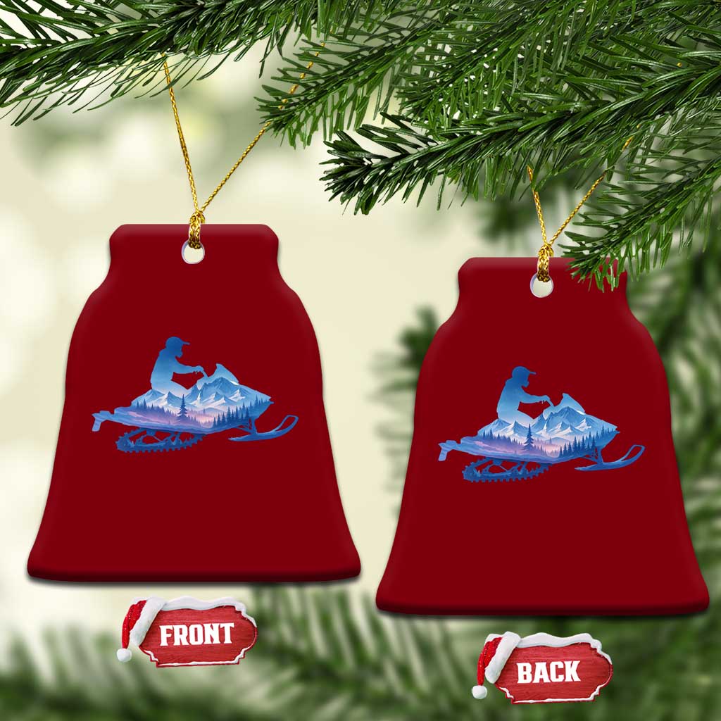Snowmobile Snow Mountain Forest Snowmobiling Winter Sport Ceramic Ornament TS11 Print Your Wear