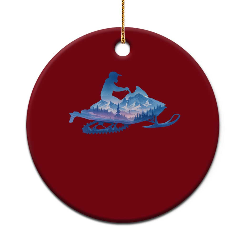 Snowmobile Snow Mountain Forest Snowmobiling Winter Sport Ceramic Ornament TS11 1pc Red Print Your Wear