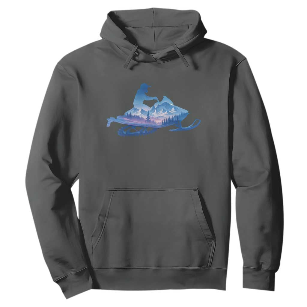 Snowmobile Snow Mountain Forest Snowmobiling Winter Sport Hoodie TS11 Dark Heather Print Your Wear