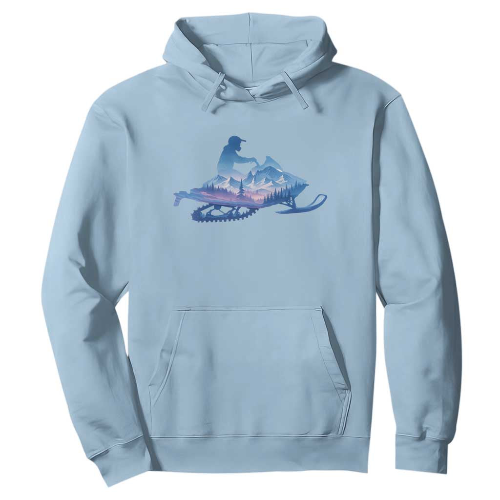 Snowmobile Snow Mountain Forest Snowmobiling Winter Sport Hoodie TS11 Light Blue Print Your Wear