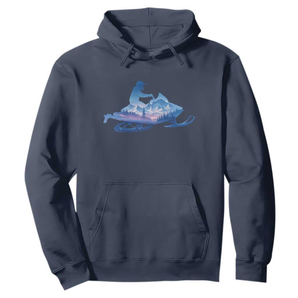 Snowmobile Snow Mountain Forest Snowmobiling Winter Sport Hoodie TS11 Navy Print Your Wear