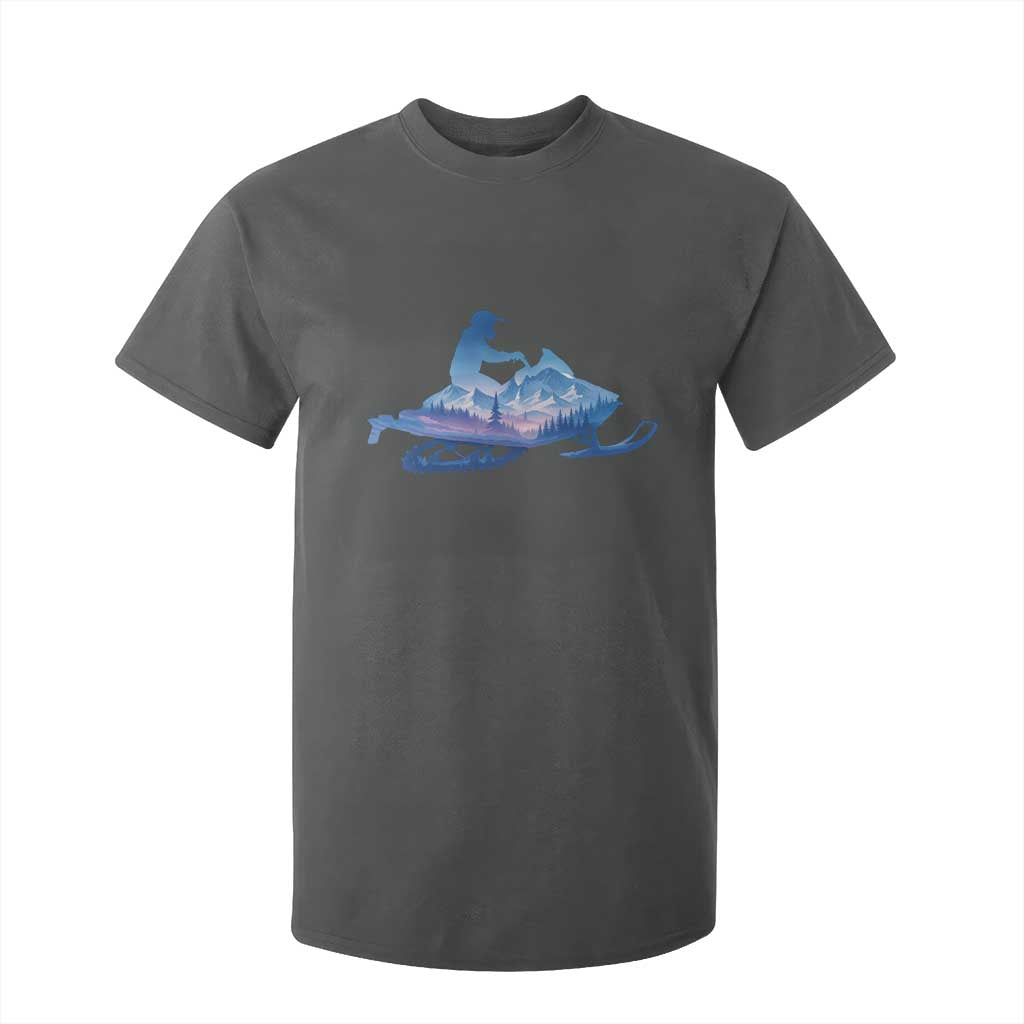 Snowmobile Snow Mountain Forest Snowmobiling Winter Sport T Shirt For Kid TS11 Dark Heather Print Your Wear