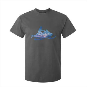 Snowmobile Snow Mountain Forest Snowmobiling Winter Sport T Shirt For Kid TS11 Dark Heather Print Your Wear
