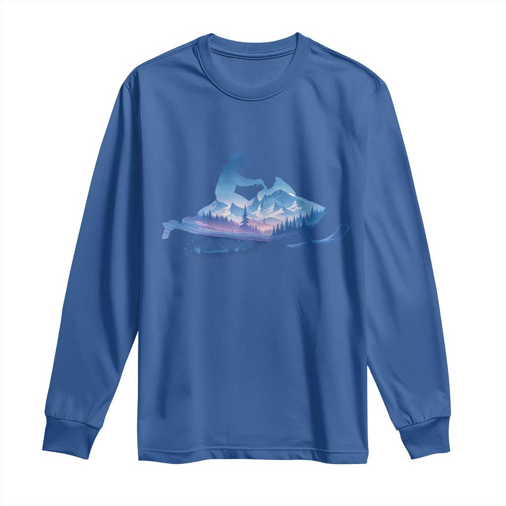 Snowmobile Snow Mountain Forest Snowmobiling Winter Sport Long Sleeve Shirt TS11 Royal Blue Print Your Wear