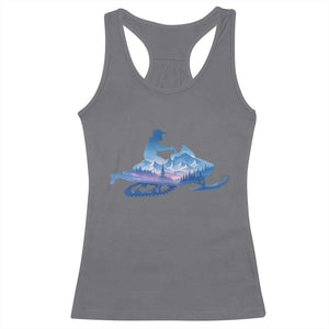 Snowmobile Snow Mountain Forest Snowmobiling Winter Sport Racerback Tank Top TS11 Charcoal Print Your Wear