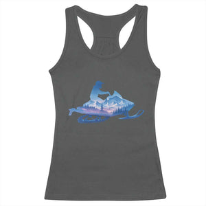 Snowmobile Snow Mountain Forest Snowmobiling Winter Sport Racerback Tank Top TS11 Dark Heather Print Your Wear
