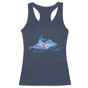 Snowmobile Snow Mountain Forest Snowmobiling Winter Sport Racerback Tank Top TS11 Navy Print Your Wear