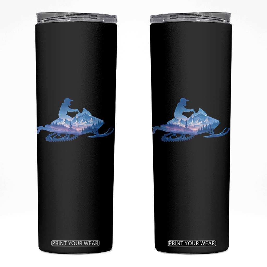 Snowmobile Snow Mountain Forest Snowmobiling Winter Sport Skinny Tumbler TS11 Black Print Your Wear