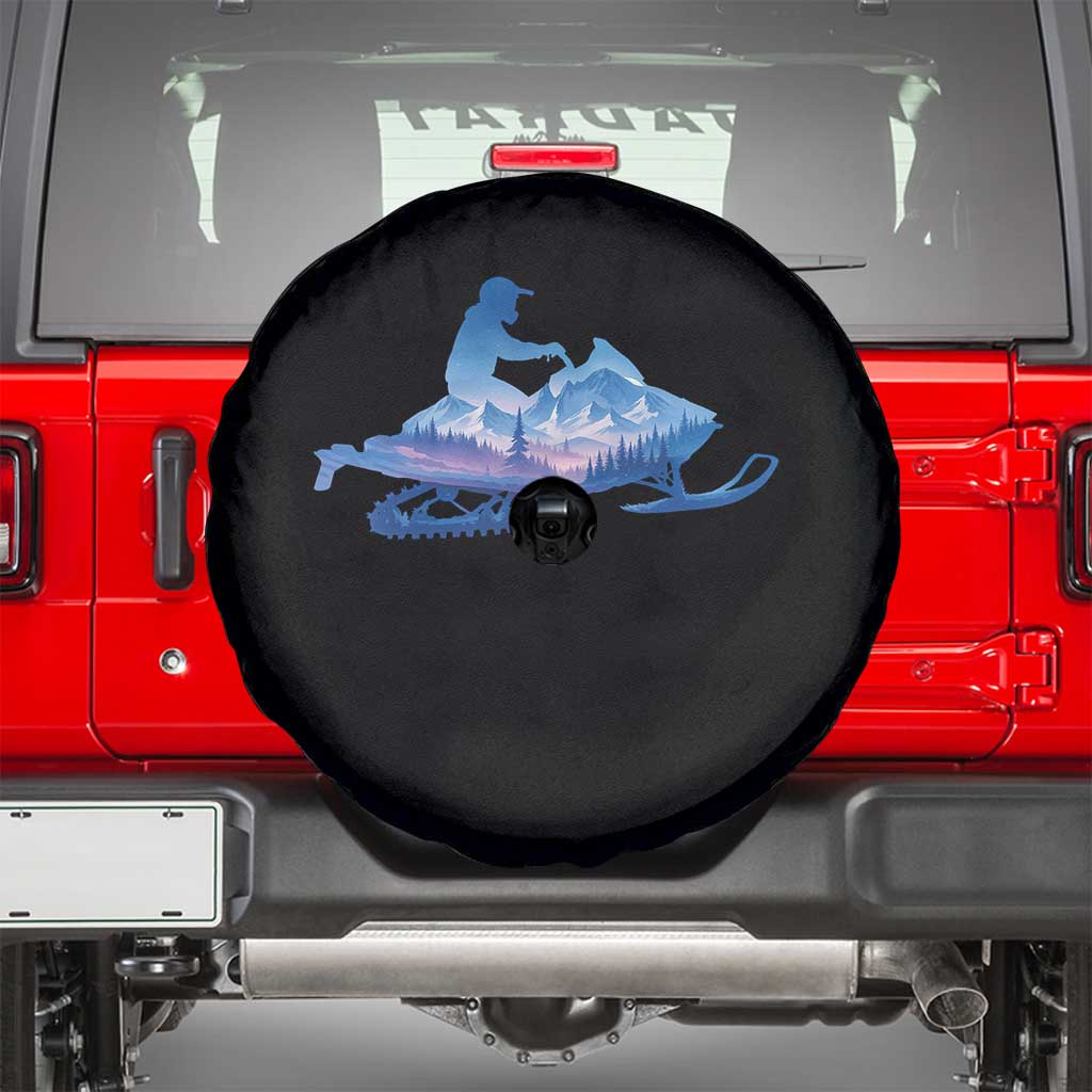 Snowmobile Snow Mountain Forest Snowmobiling Winter Sport Spare Tire Cover TS11 Black Print Your Wear