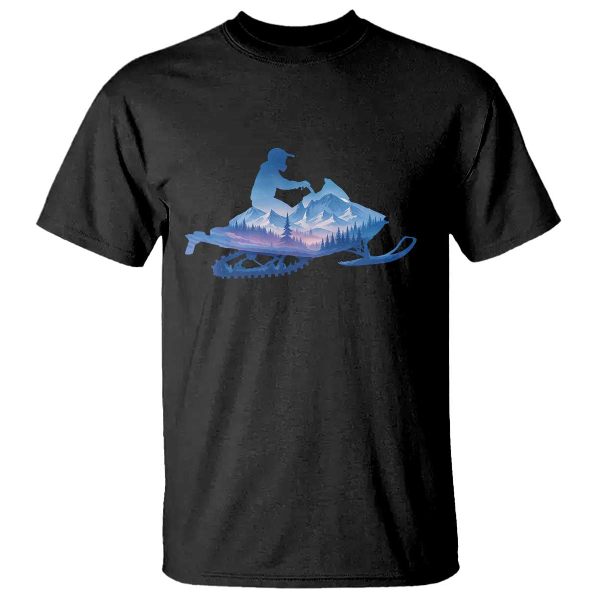 Snowmobile Snow Mountain Forest Snowmobiling Winter Sport T Shirt TS11 Black Print Your Wear