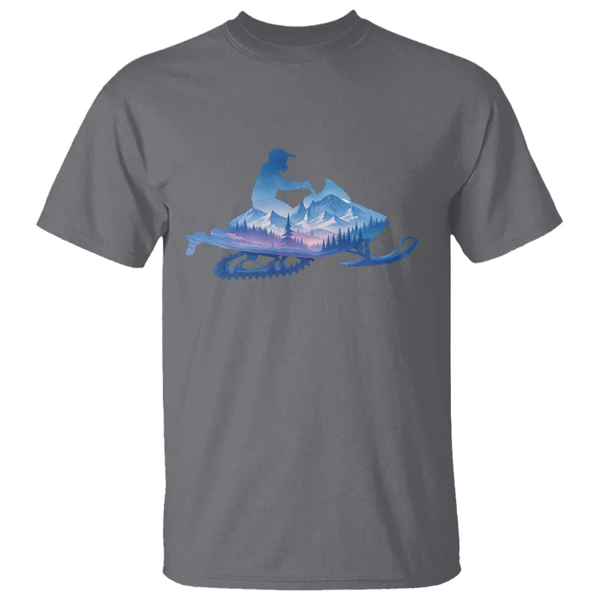 Snowmobile Snow Mountain Forest Snowmobiling Winter Sport T Shirt TS11 Charcoal Print Your Wear