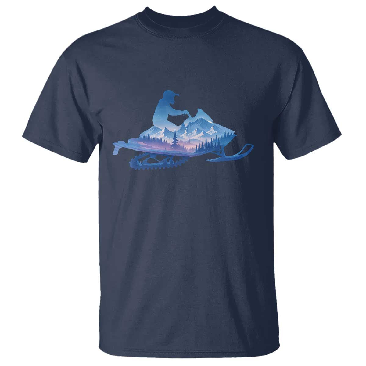 Snowmobile Snow Mountain Forest Snowmobiling Winter Sport T Shirt TS11 Navy Print Your Wear
