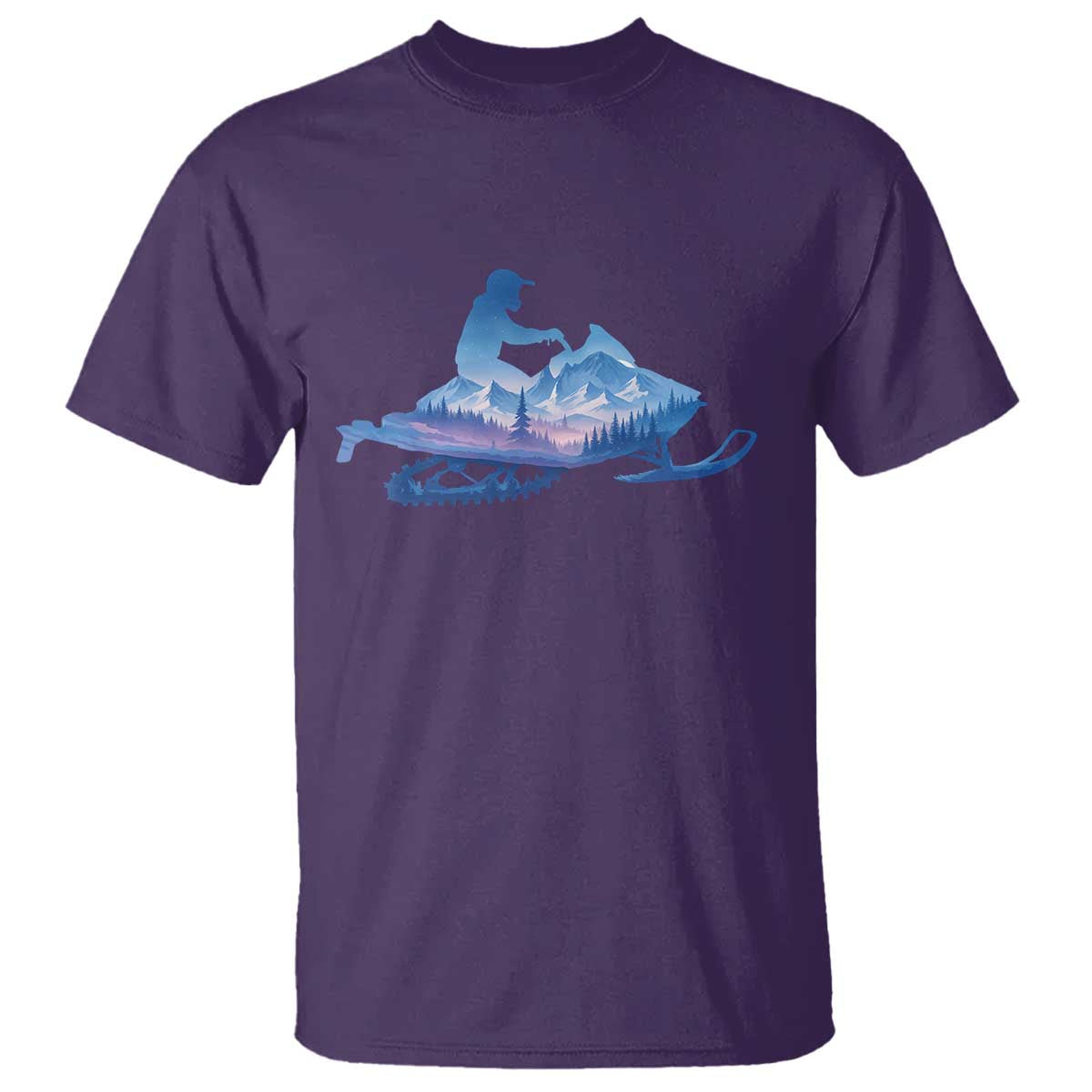 Snowmobile Snow Mountain Forest Snowmobiling Winter Sport T Shirt TS11 Purple Print Your Wear