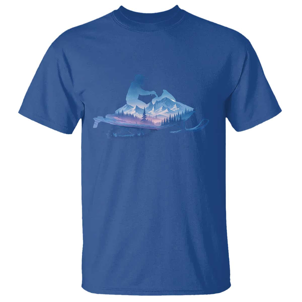 Snowmobile Snow Mountain Forest Snowmobiling Winter Sport T Shirt TS11 Royal Blue Print Your Wear