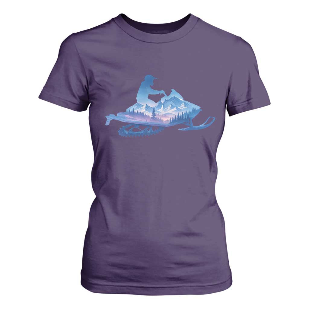 Snowmobile Snow Mountain Forest Snowmobiling Winter Sport T Shirt For Women TS11 Purple Print Your Wear